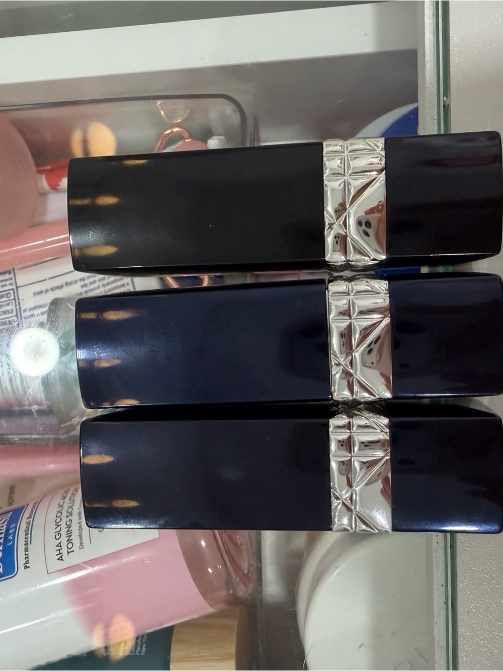 Dior Black and Silver Decorative Lipstick Cases - Set of 3